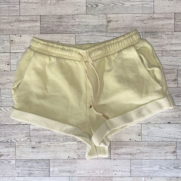 WeWoreWhat, Pale Pastel Yellow Rolled Hem Shorts - Picture 4 of 15